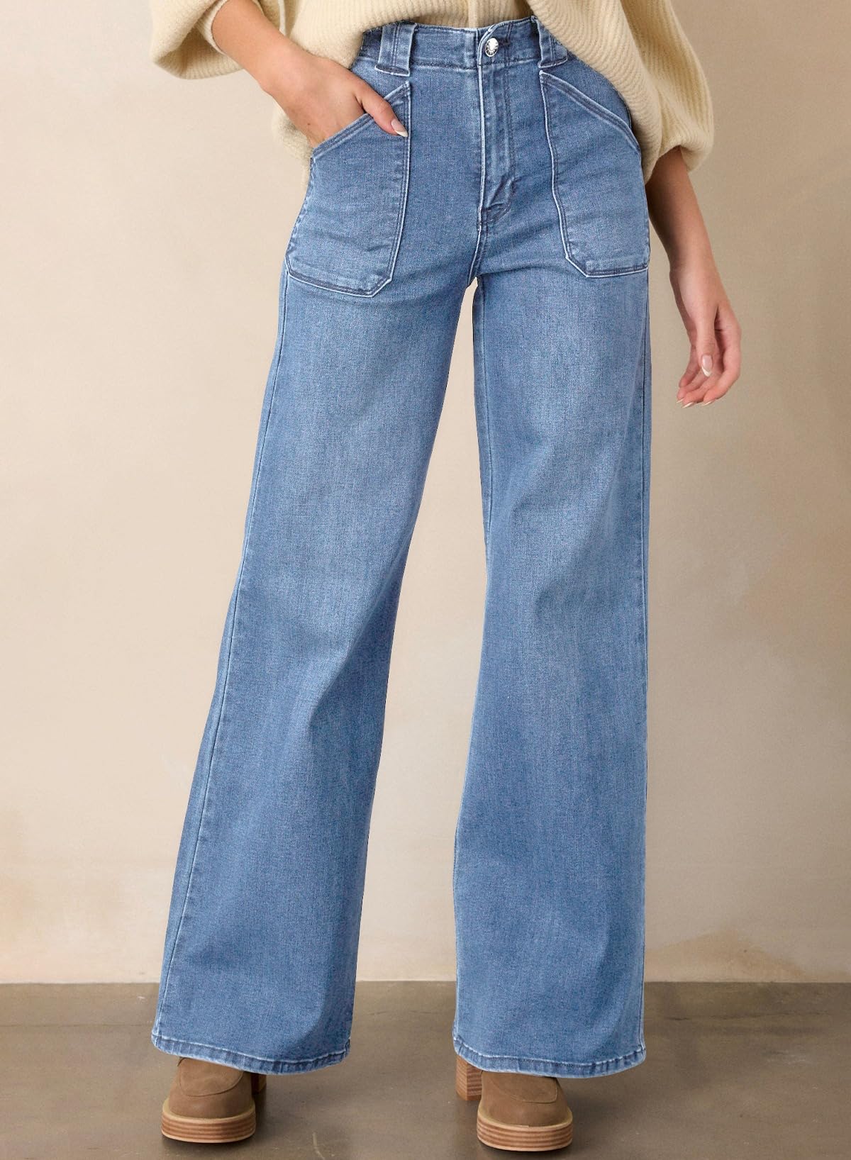 Foto 4 pulgar | Jeans Astilish Para Mujer, Casual, Cintura Alta, Tobillo Recto, Azul - Venta Internacional.