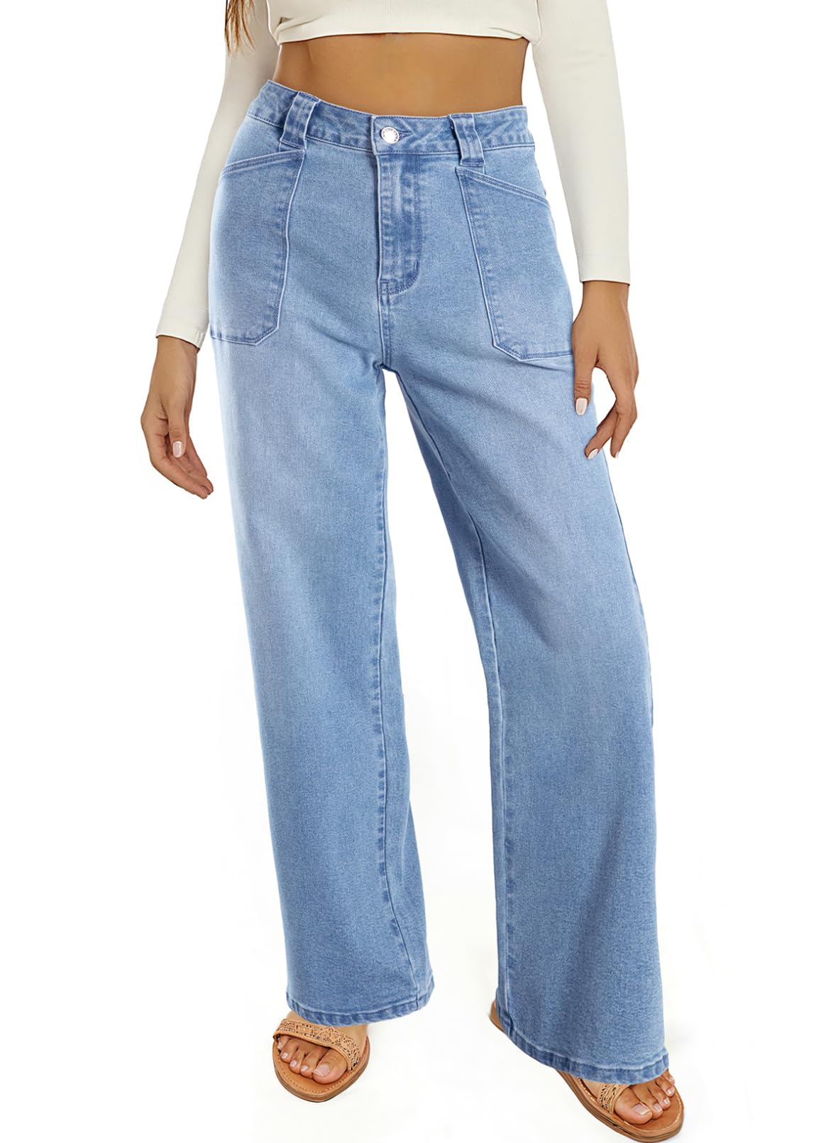 Foto 5 pulgar | Jeans Astilish Para Mujer, Casual, Cintura Alta, Tobillo Recto, Azul - Venta Internacional.
