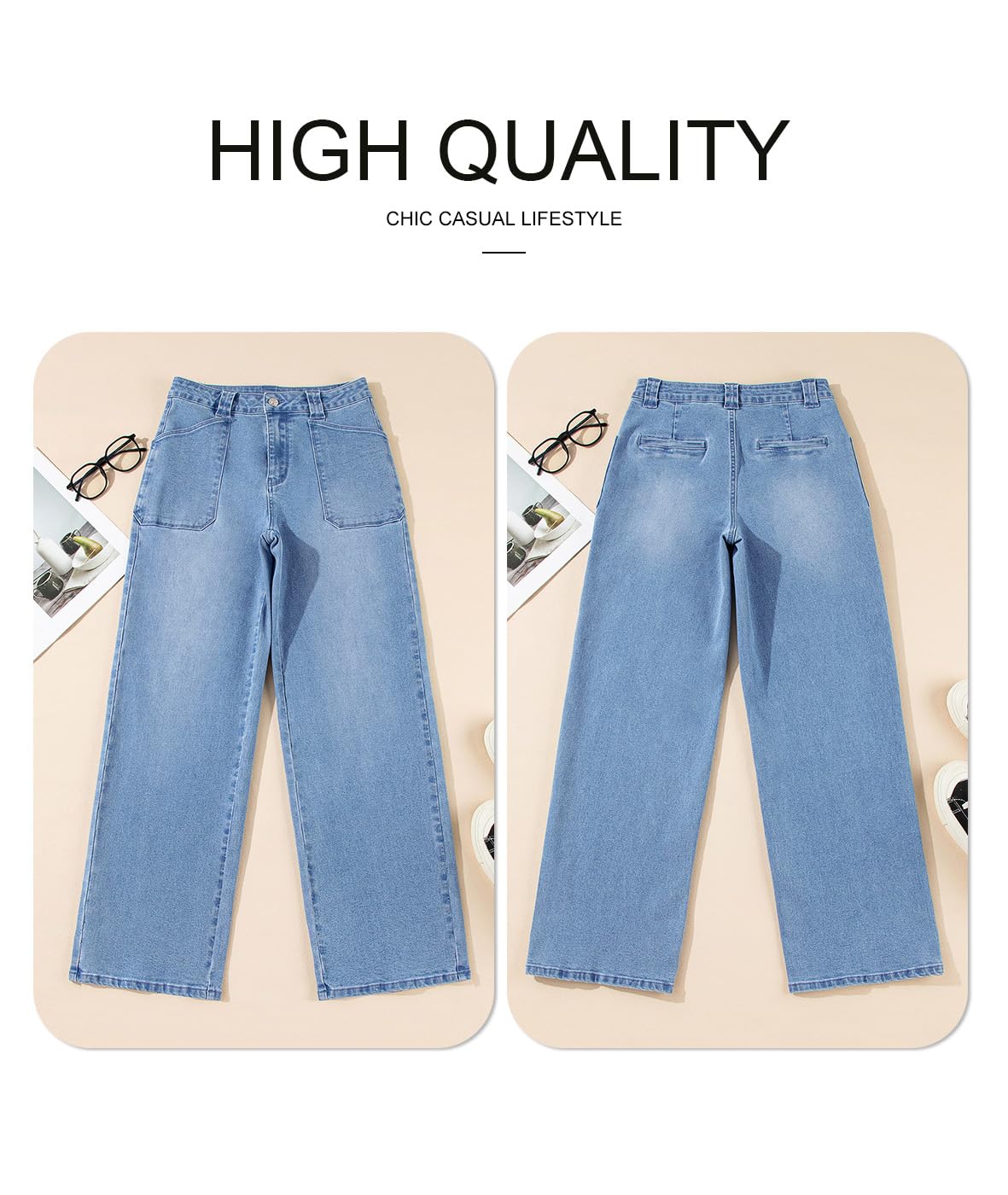 Foto 6 pulgar | Jeans Astilish Para Mujer, Casual, Cintura Alta, Tobillo Recto, Azul - Venta Internacional.