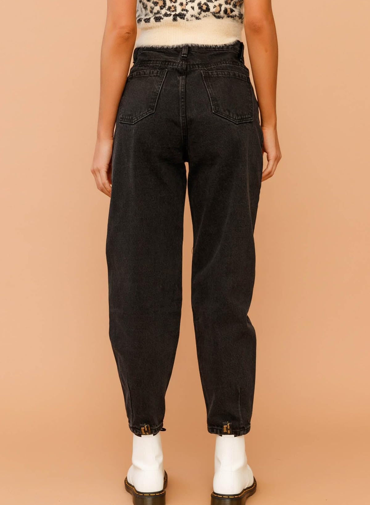 Foto 4 | Vaqueros Elegantes Negros De Cintura Alta Holgados Para Novio, Mamá Y Mujer - Venta Internacional.