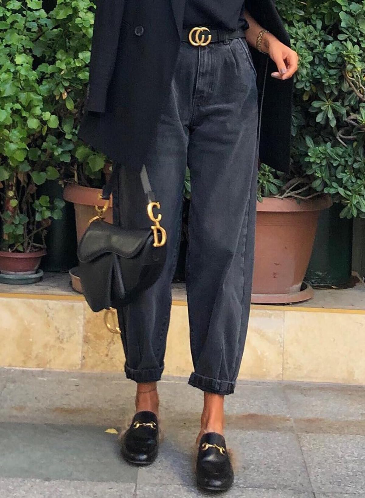 Foto 6 pulgar | Vaqueros Elegantes Negros De Cintura Alta Holgados Para Novio, Mamá Y Mujer - Venta Internacional.