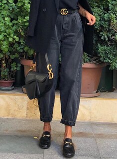 Foto 5 | Vaqueros Elegantes Negros De Cintura Alta Holgados Para Novio, Mamá Y Mujer - Venta Internacional.