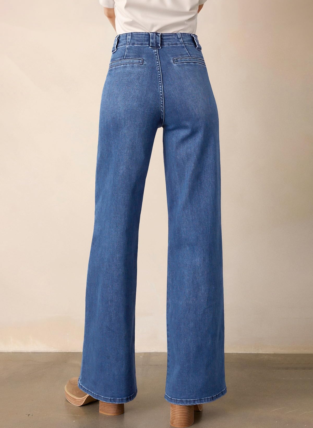 Foto 2 | Vaqueros Elegantes Para Mujer, Casuales, De Cintura Alta, De Color Azul Recto - Venta Internacional.