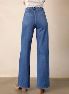 Foto 2 | Vaqueros Elegantes Para Mujer, Casuales, De Cintura Alta, De Color Azul Recto - Venta Internacional.