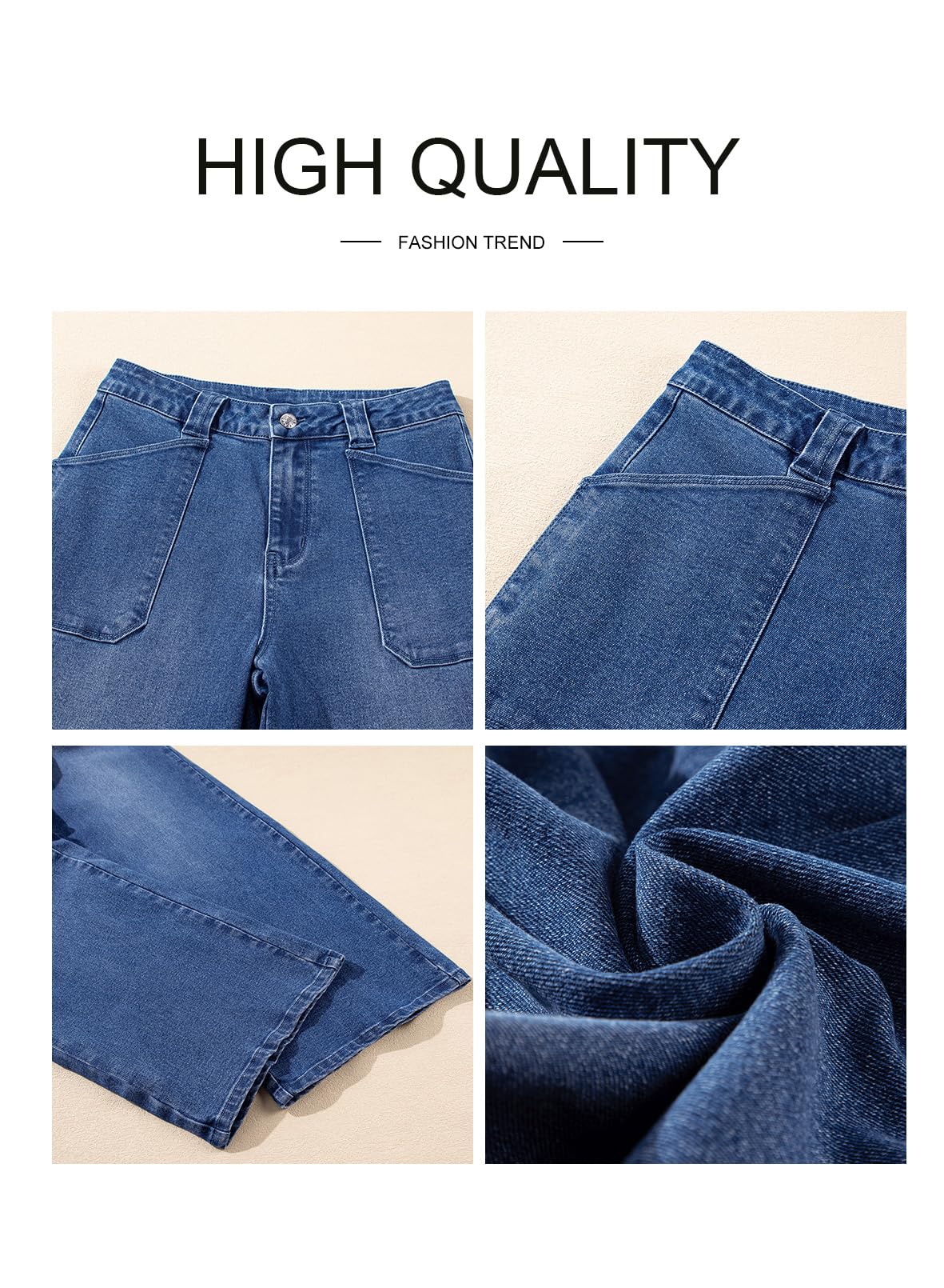 Foto 6 | Vaqueros Elegantes Para Mujer, Casuales, De Cintura Alta, De Color Azul Recto - Venta Internacional.