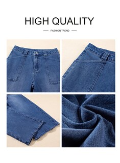 Foto 6 | Vaqueros Elegantes Para Mujer, Casuales, De Cintura Alta, De Color Azul Recto - Venta Internacional.