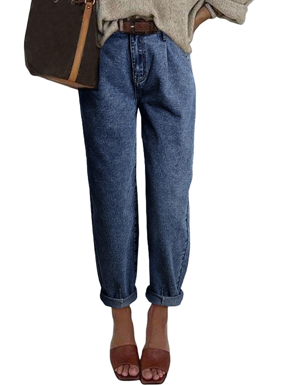 Foto 2 pulgar | Jeans Astylish, Holgados Y De Cintura Alta, Estilo Novio Para Mujer, Talla 12 - Venta Internacional.
