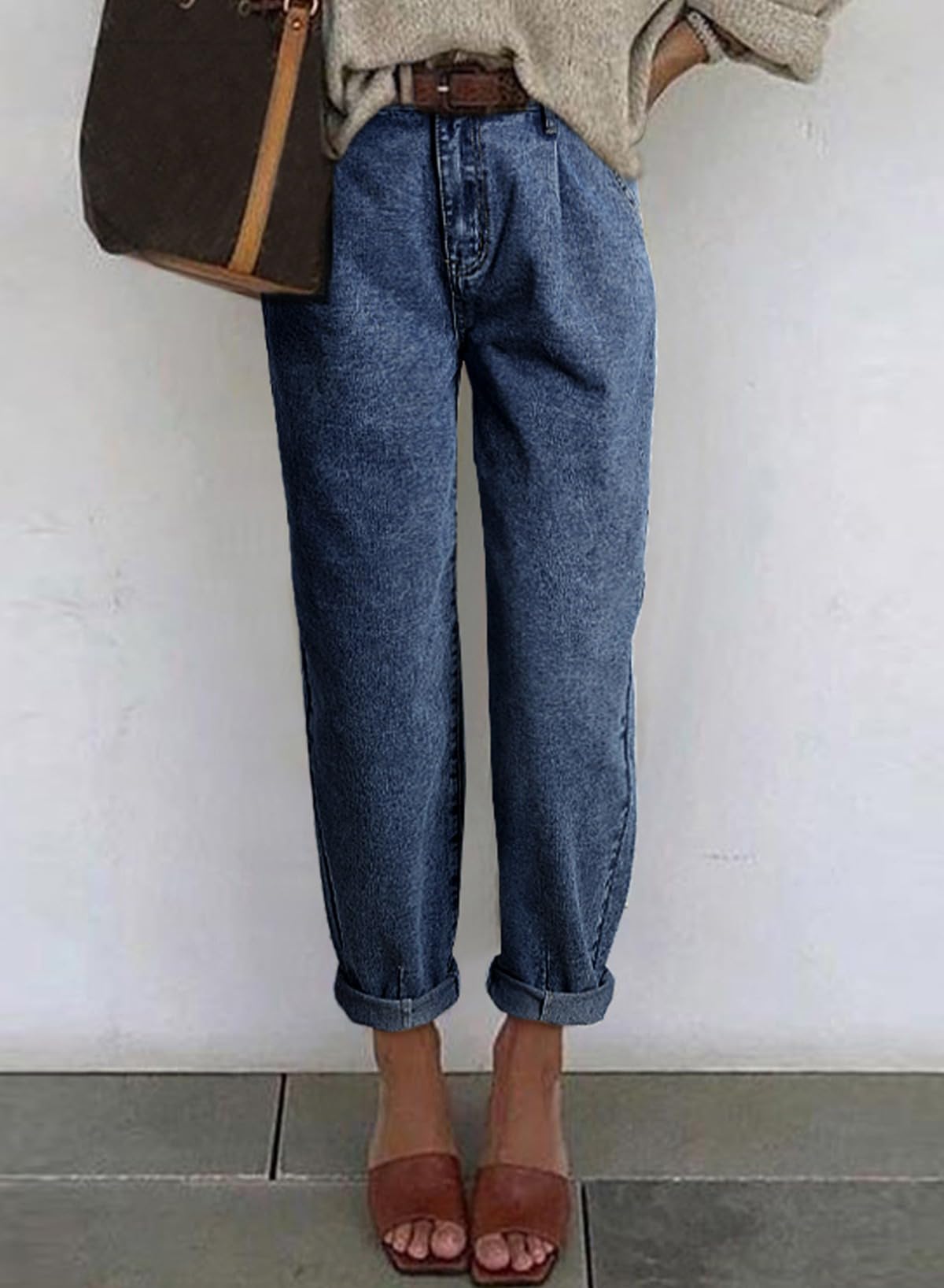 Foto 3 pulgar | Jeans Astylish, Holgados Y De Cintura Alta, Estilo Novio Para Mujer, Talla 12 - Venta Internacional.
