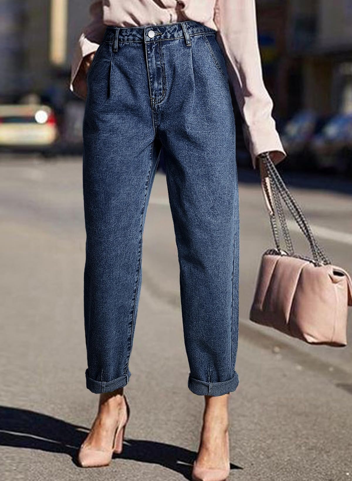 Foto 4 pulgar | Jeans Astylish, Holgados Y De Cintura Alta, Estilo Novio Para Mujer, Talla 12 - Venta Internacional.