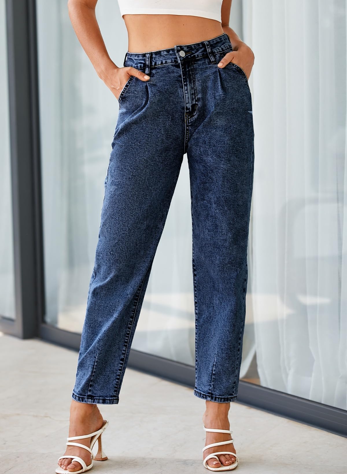 Foto 6 pulgar | Jeans Astylish, Holgados Y De Cintura Alta, Estilo Novio Para Mujer, Talla 12 - Venta Internacional.