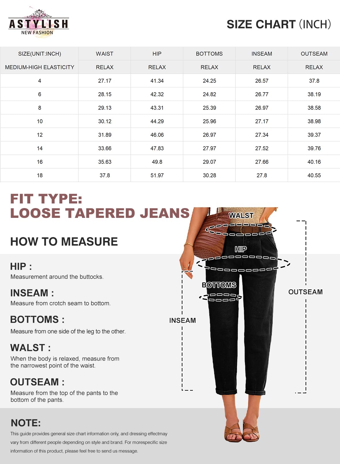 Foto 8 pulgar | Jeans Astylish, Holgados Y De Cintura Alta, Estilo Novio Para Mujer, Talla 12 - Venta Internacional.