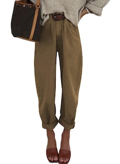 Foto 2 | Vaqueros Elegantes Para Mujer, Cintura Alta, Casuales, Holgados, Color Marrón, Talla 14 - Venta Internacional.
