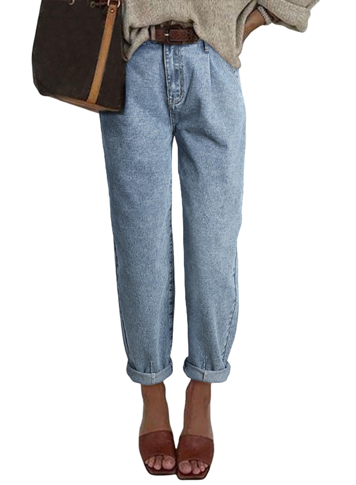 Foto 1 | Pantalones Vaqueros Elegantes De Cintura Alta Holgados Para Novio Para Mujer - Venta Internacional.