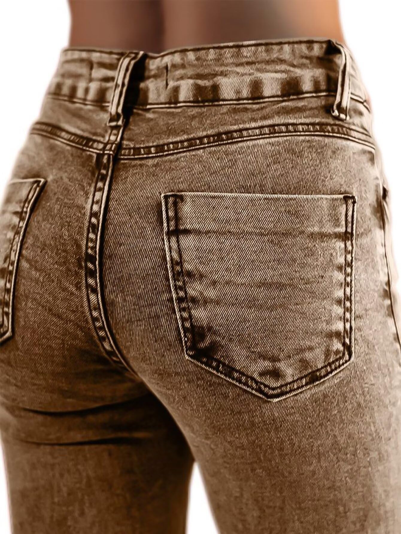 Foto 4 pulgar | Jeans Flamingals Bootcut Para Mujer, Talle Medio, Elástico, Caqui, Talla S - Venta Internacional.