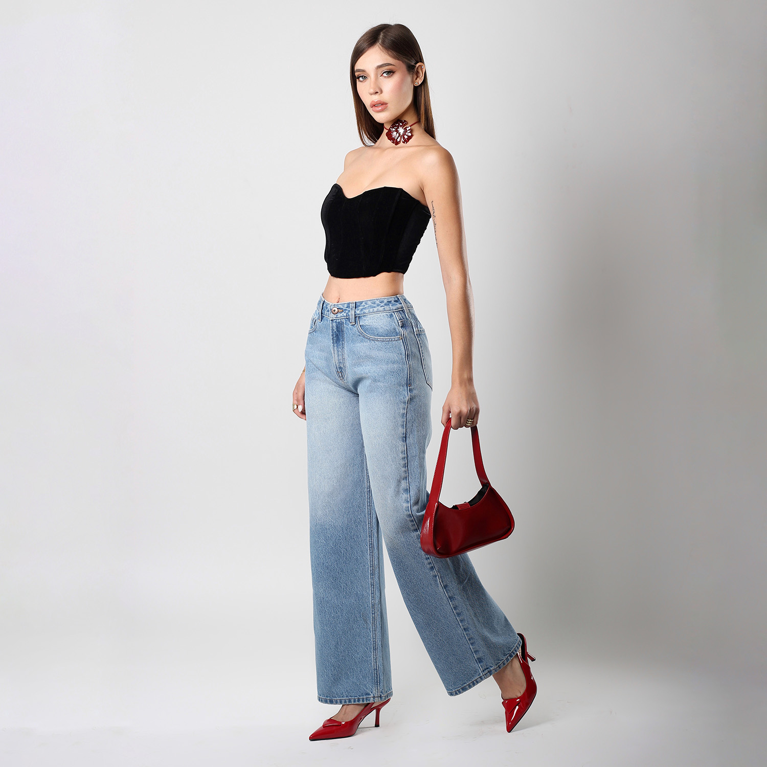 Foto 3 pulgar | Jeans Rectos Con Bolsillos Para Mujer