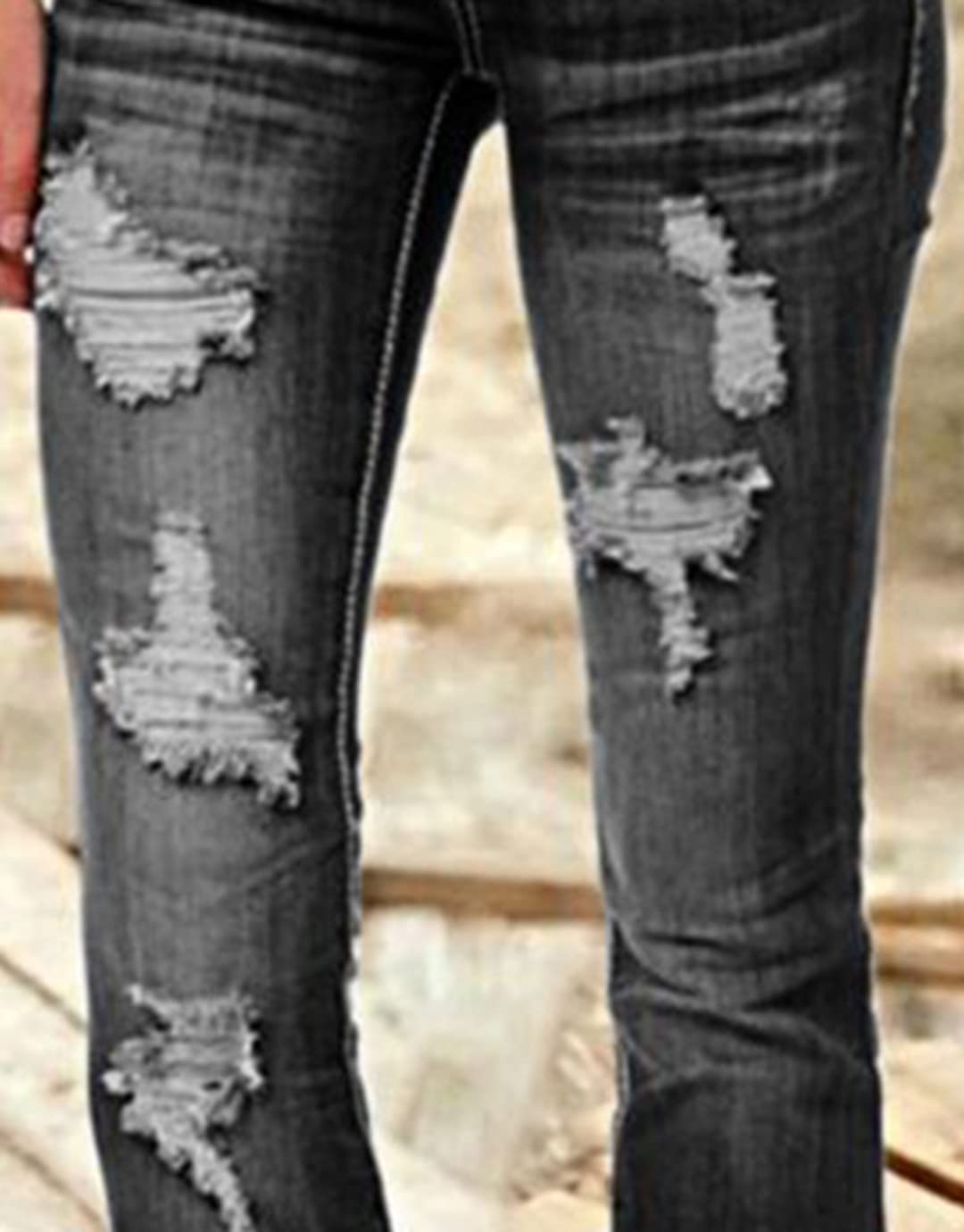 Foto 6 pulgar | Jeans Flamingals De Talle Bajo, Corte De Bota Rasgado, Pierna Ancha, Negro, Talla M, Para Mujer - Venta Internacional.