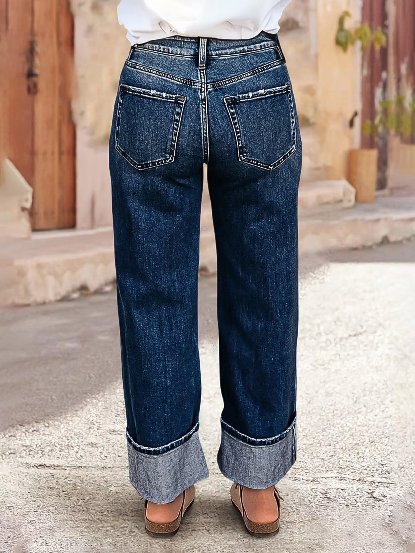 Foto 3 pulgar | Jeans Flamingals, Cintura Media, Pierna Recta, Holgados Para Mujer, Talla Grande - Venta Internacional.
