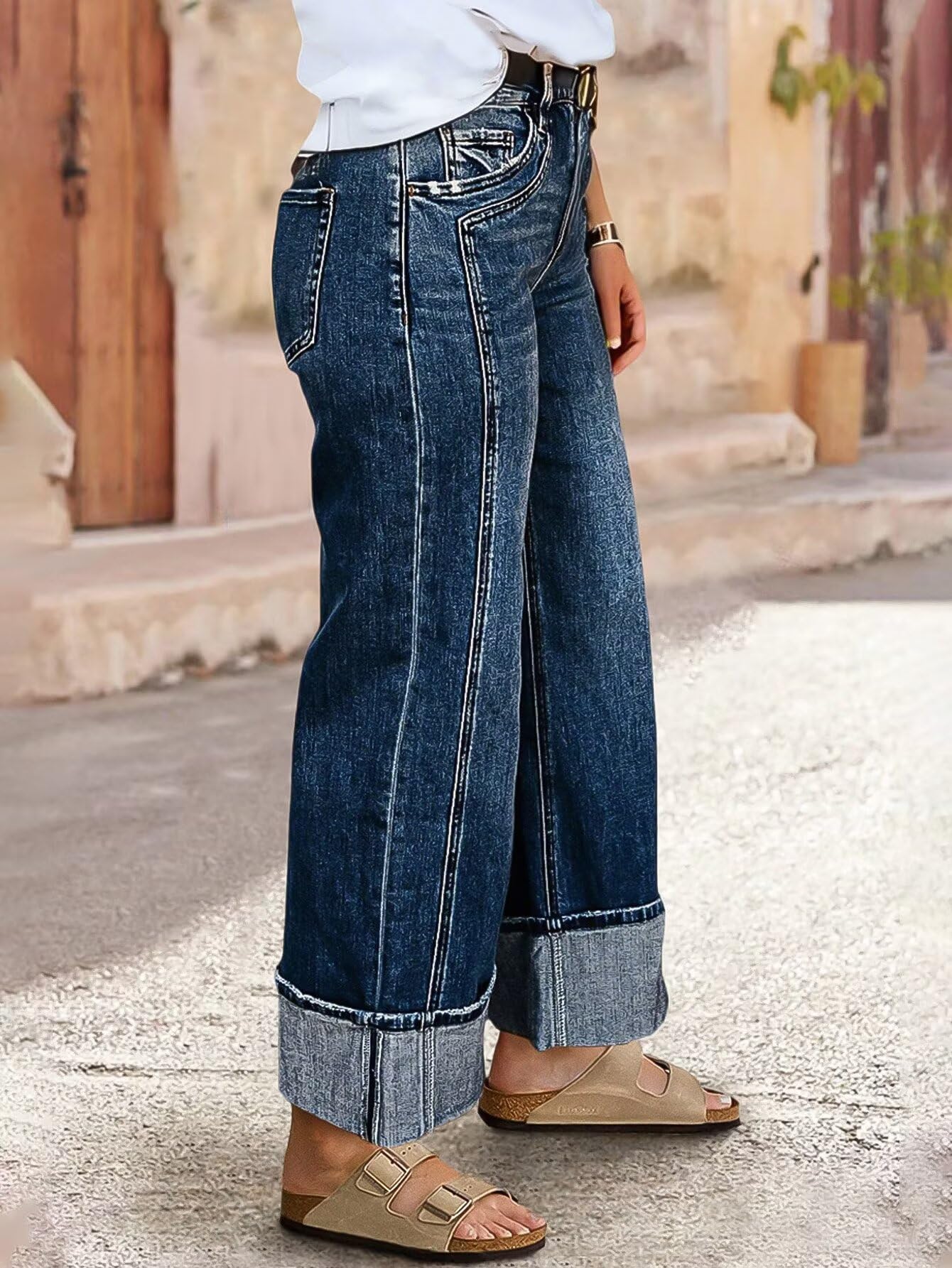Foto 4 pulgar | Jeans Flamingals, Cintura Media, Pierna Recta, Holgados Para Mujer, Talla Grande - Venta Internacional.