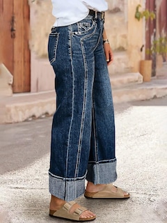 Foto 3 | Jeans Flamingals, Cintura Media, Pierna Recta, Holgados Para Mujer, Talla Grande - Venta Internacional.