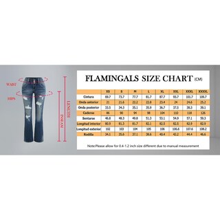 Foto 6 | Pantalones Vaqueros Flamingals, Talle Bajo, Corte Rasgado, Pernera Ancha, Azul Claro, L - Venta Internacional.