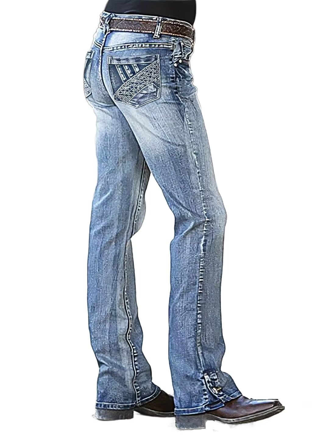 Foto 3 pulgar | Jeans Flamingals Con Corte De Bota A Media Cintura Para Mujer, Azul Claro, 2xl - Venta Internacional.