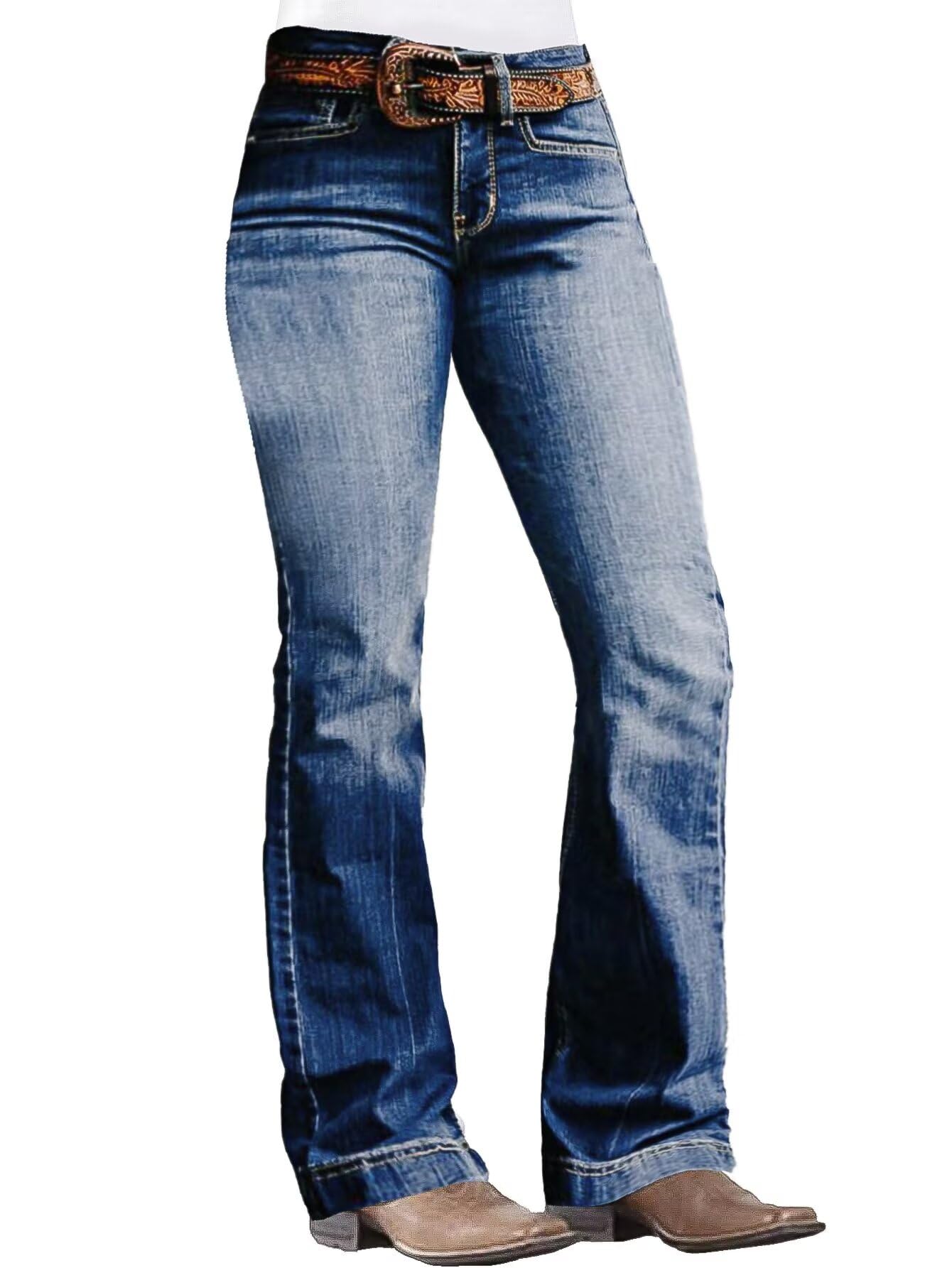 Jeans Flamingals Con Corte De Bota A Media Cintura Para Mujer, Mezclilla 2xl, Ágata - Venta Internacional.