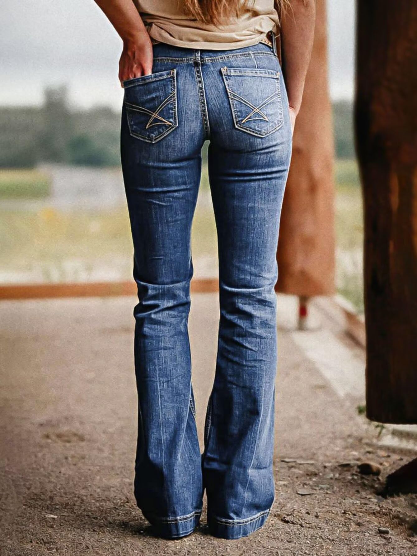 Foto 3 pulgar | Jeans Flamingals Con Corte De Bota A Media Cintura Para Mujer, Mezclilla 2xl, Ágata - Venta Internacional.