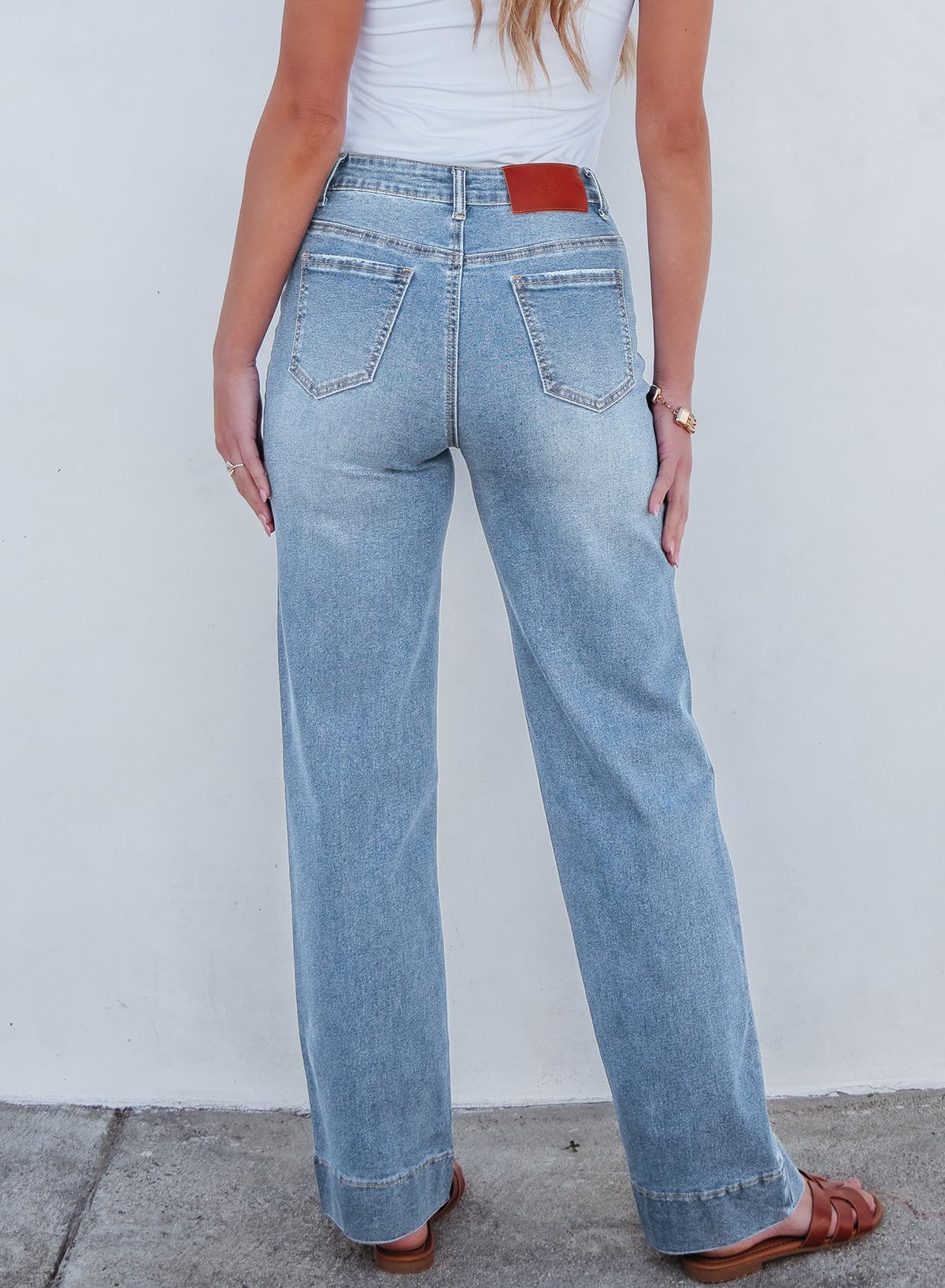 Foto 2 | Vaqueros Sidefeel Zimbaplatinum Para Mujer De Cintura Alta Y Pierna Ancha - Venta Internacional.