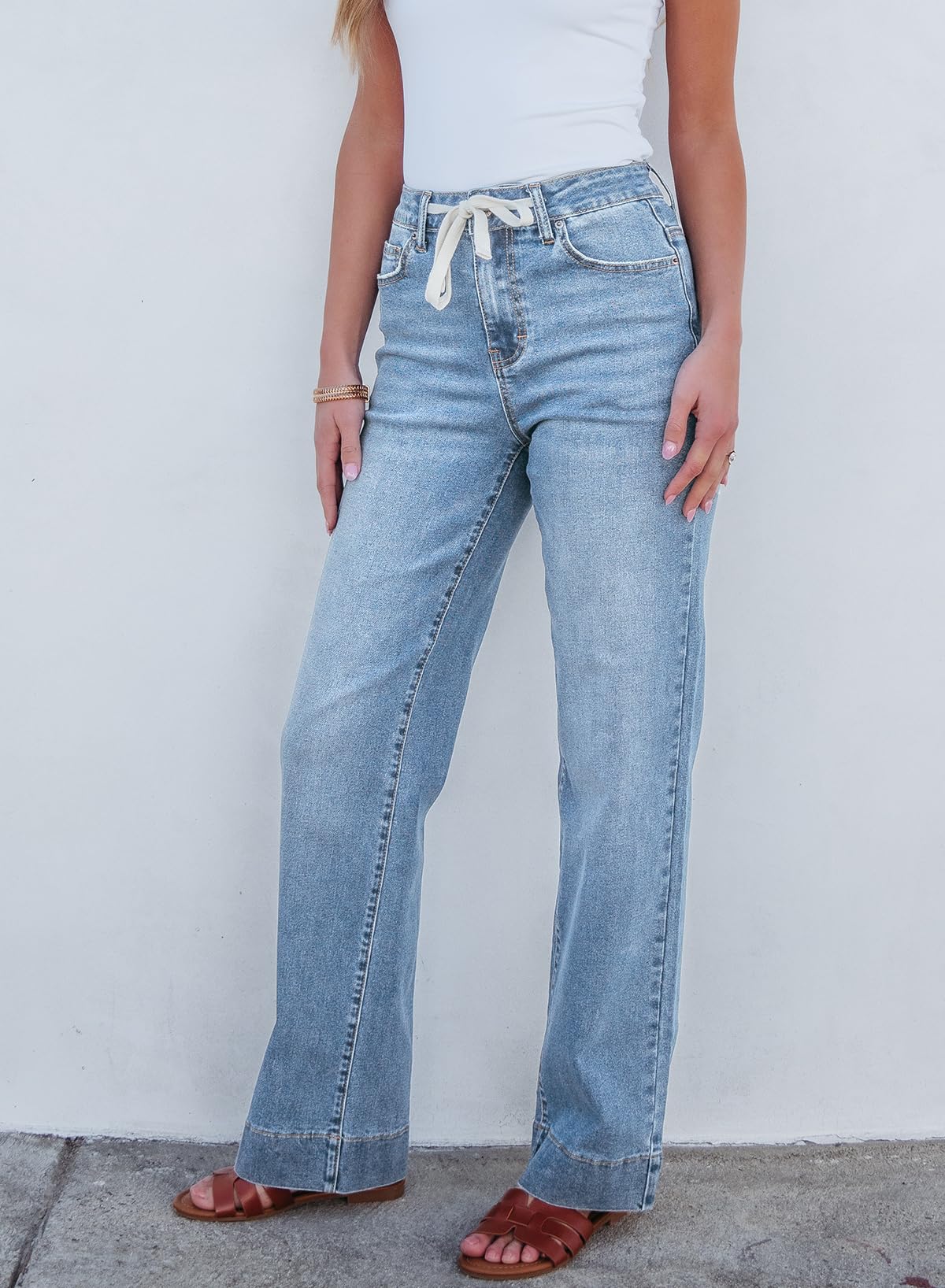 Foto 4 pulgar | Vaqueros Sidefeel Zimbaplatinum Para Mujer De Cintura Alta Y Pierna Ancha - Venta Internacional.