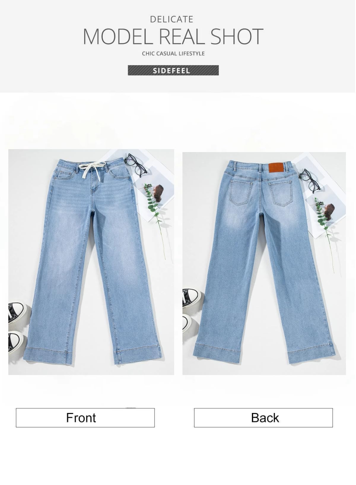 Foto 7 | Vaqueros Sidefeel Zimbaplatinum Para Mujer De Cintura Alta Y Pierna Ancha - Venta Internacional.