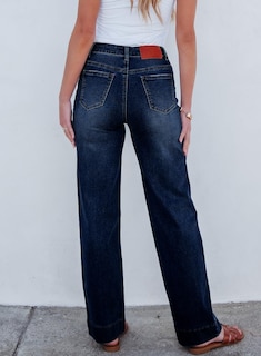 Foto 2 | Vaqueros Sidefeel Zimbaplatinum De Mezclilla, Pierna Ancha, Cintura Alta, Azul Marino - Venta Internacional.