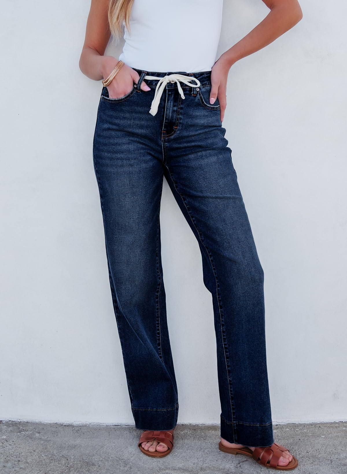 Foto 4 | Vaqueros Sidefeel Zimbaplatinum De Mezclilla, Pierna Ancha, Cintura Alta, Azul Marino - Venta Internacional.
