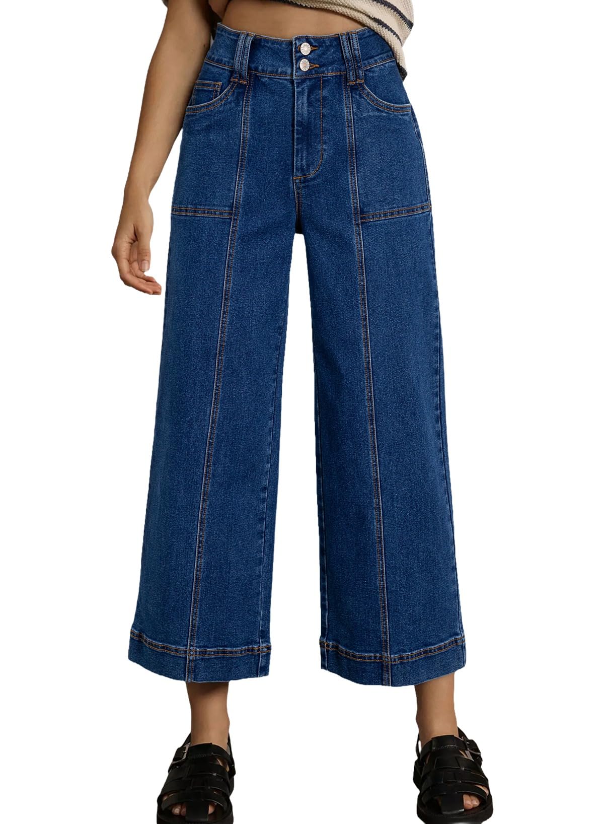 Foto 3 pulgar | Pantalones De Mezclilla Elegantes Vaqueros Cortos De Talle Alto Para Mujer - Venta Internacional.