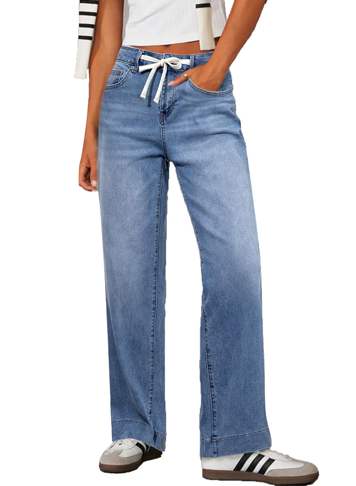 Traje Vaquero Jeans Sidefeel Para Mujer, Cintura Alta, Azul Claro - Venta Internacional.