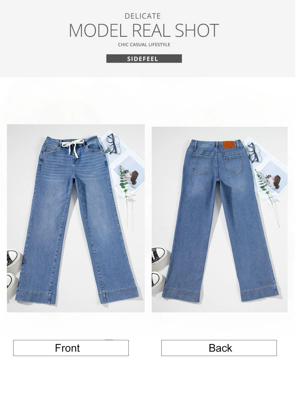 Foto 8 pulgar | Traje Vaquero Jeans Sidefeel Para Mujer, Cintura Alta, Azul Claro - Venta Internacional.