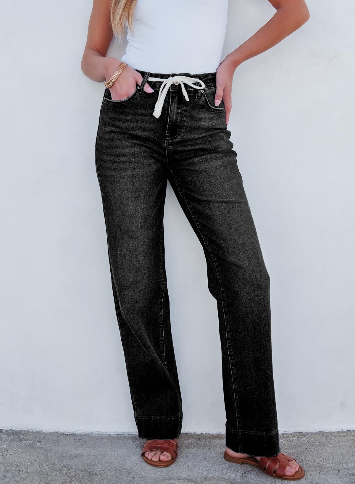 Foto 5 pulgar | Vaqueros Sidefeel Zimbaplatinum Para Mujeres De Talle Alto Negros - Venta Internacional.