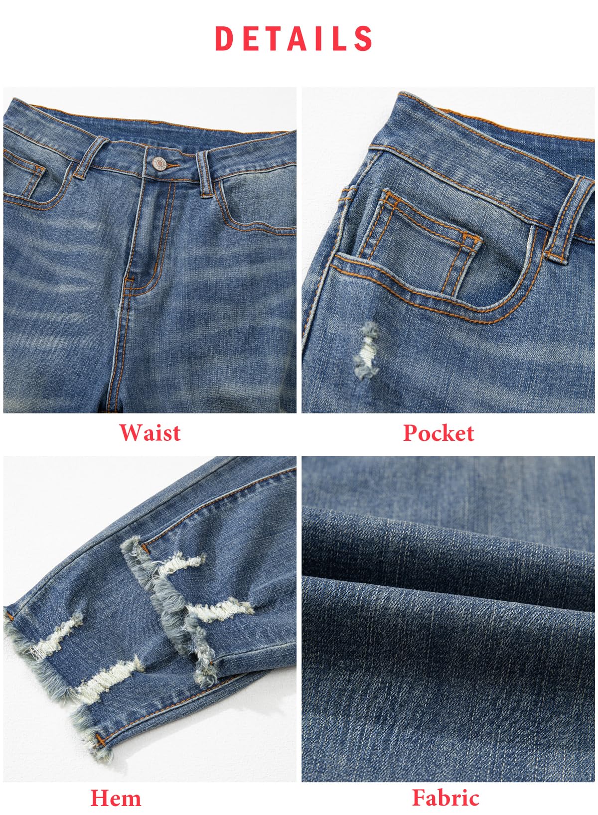 Foto 6 pulgar | Vaqueros Evaless Ripped Para Mujer, Talle Medio, Pierna Recta, Azul 16 - Venta Internacional.