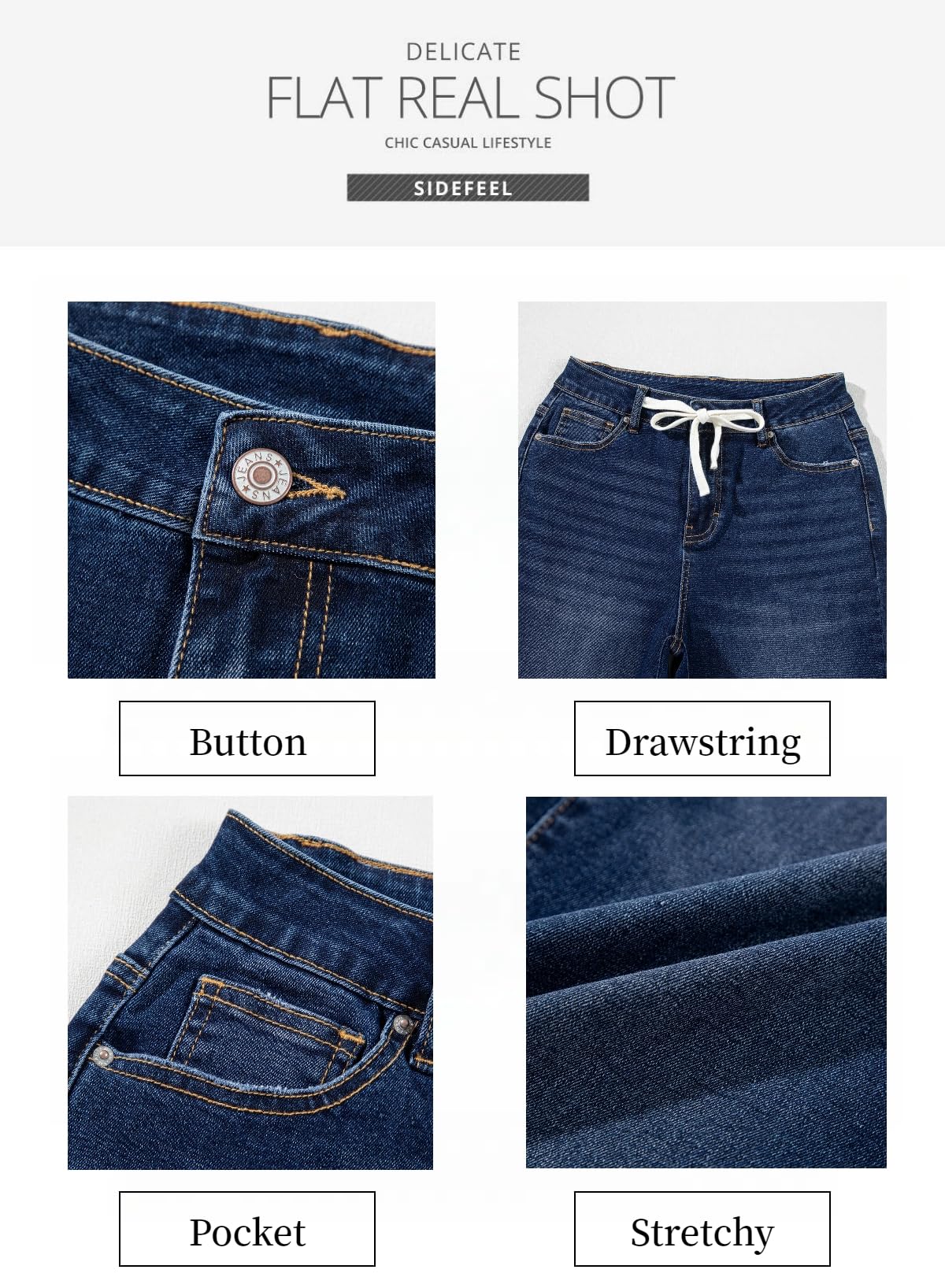 Foto 7 pulgar | Jeans Sidefeel Zimbaplatinum De Cintura Alta Y Pierna Recta Para Mujer - Venta Internacional.