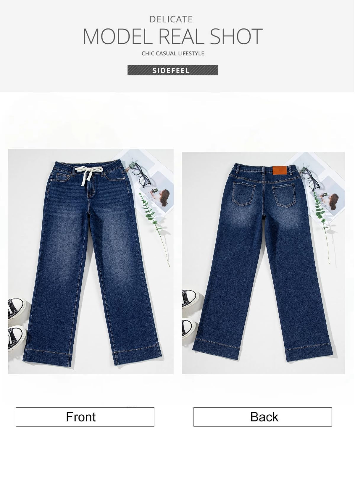 Foto 8 pulgar | Jeans Sidefeel Zimbaplatinum De Cintura Alta Y Pierna Recta Para Mujer - Venta Internacional.