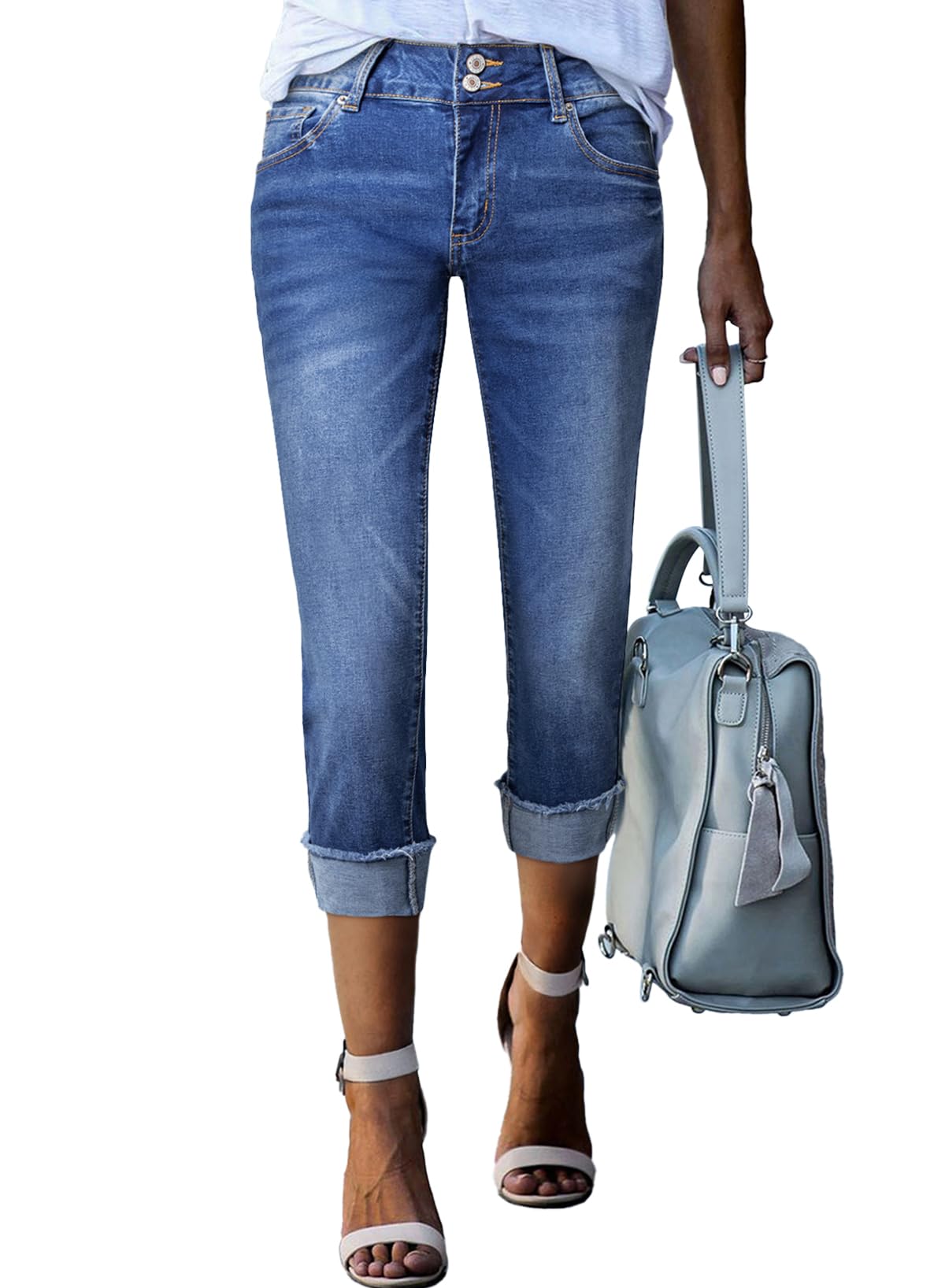 Jeans Capri Sidefeel, Cintura Alta, Control De Barriga Para Mujer - Venta Internacional.