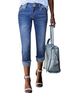 Foto 1 | Jeans Capri Sidefeel, Cintura Alta, Control De Barriga Para Mujer - Venta Internacional.