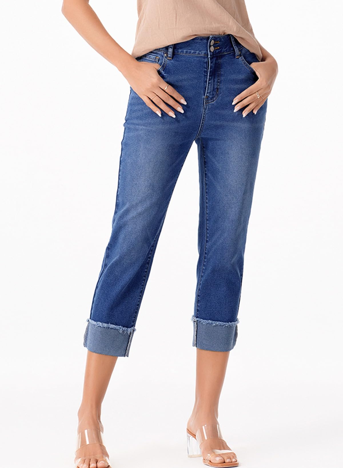 Foto 5 pulgar | Jeans Capri Sidefeel, Cintura Alta, Control De Barriga Para Mujer - Venta Internacional.