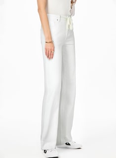 Foto 3 | Jeans Sidefeel Para Mujer, Pierna Ancha, Cintura Alta, Color Blanco, Talla 4 - Venta Internacional.