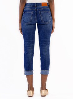 Foto 2 | Pantalones Capri Sidefeel Zimbaplatinum De Cintura Alta Para Mujer, Color Azul - Venta Internacional.