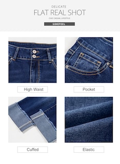 Foto 6 | Pantalones Capri Sidefeel Zimbaplatinum De Cintura Alta Para Mujer, Color Azul - Venta Internacional.
