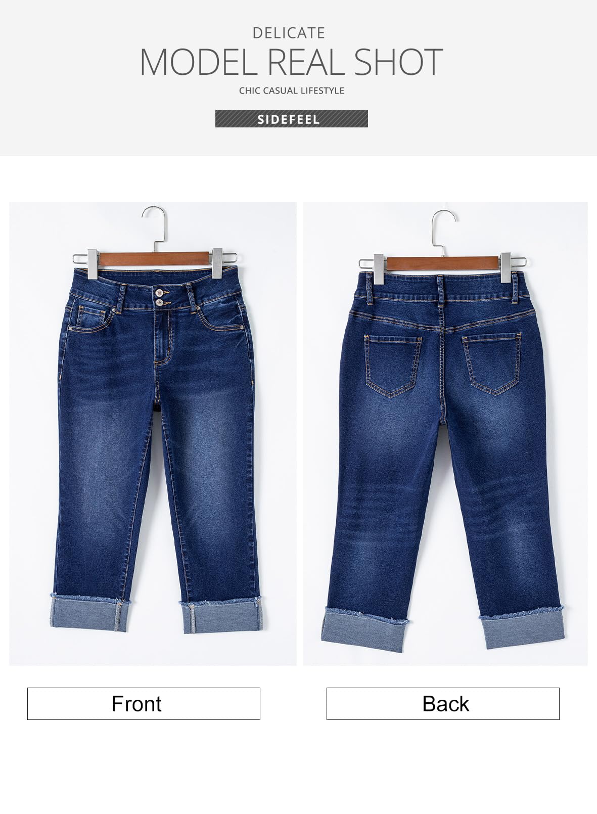 Foto 8 pulgar | Pantalones Capri Sidefeel Zimbaplatinum De Cintura Alta Para Mujer, Color Azul - Venta Internacional.