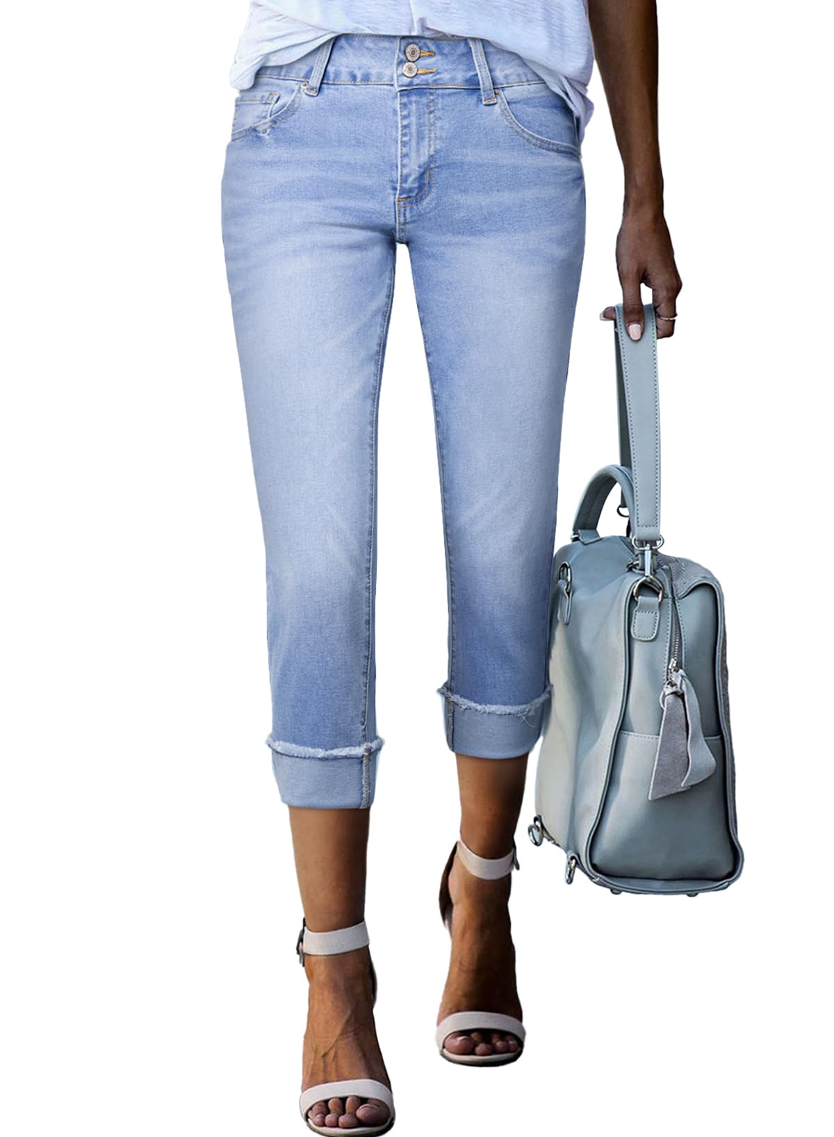 Foto 1 | Vaqueros Capri Sidefeel Zimbaplatinum Para Mujer De Cintura Alta - Venta Internacional.