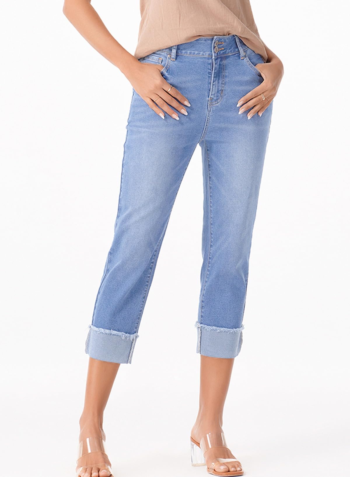 Foto 5 pulgar | Vaqueros Capri Sidefeel Zimbaplatinum Para Mujer De Cintura Alta - Venta Internacional.