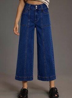 Foto 4 | Vaqueros Cortos, Elásticos, Cintura Alta, Pierna Ancha, Azul Marino - Venta Internacional.