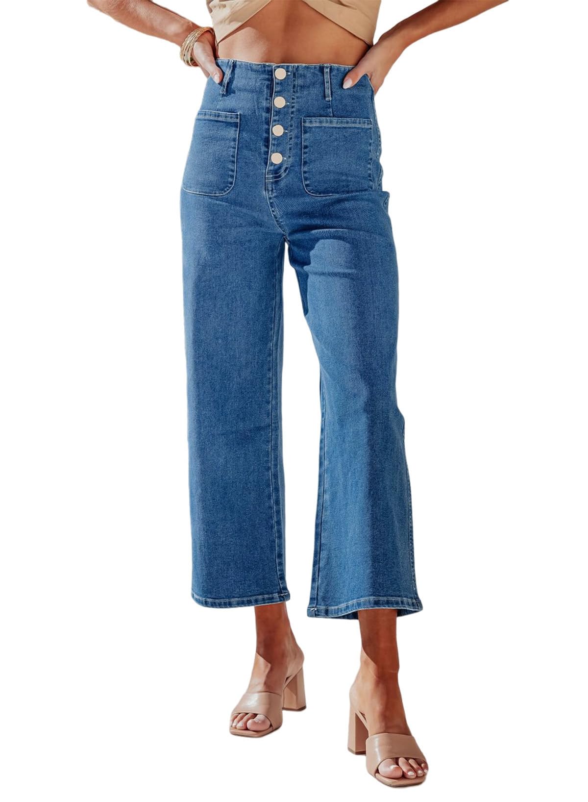 Foto 2 pulgar | Jeans Sidefeel Para Mujer, Pierna Ancha, Cintura Alta, Azul, Talla 18 - Venta Internacional.